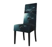 WHJSSF Monster Under The Sea Prints Protection Cover for Dining Chair - Soft, Comfortable, Wrinkle-Resistant Elastic Fits Most Armless Chairs