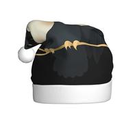 WHJSSF Moonshadow Owl Printing Men's and women's plush Christmas hats, adult New Year's holiday party caps