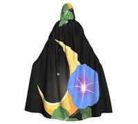 WHJSSF Morning Glory On The Moon Prints Halloween Adult Hooded Cape Cloak - Super Large Hooded Cloak No Zipper