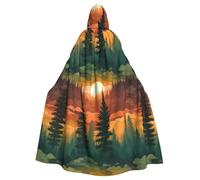 WHJSSF morning sunlight in wilderness Printing Halloween Adult Hooded Cape Super Large Hooded Cloak