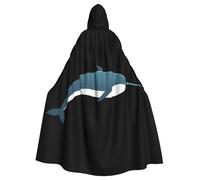 WHJSSF Narwhal in the Iceberg Printing Halloween Adult Hooded Cape Cloak - Super Large Hooded Cloak No Zipper