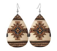 WHJSSF Native American Painting Prints Dangle Water Drop Earrings - Chic Faux Leather Drops for Festive & Everyday Style