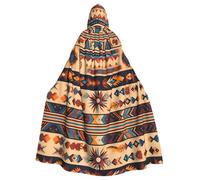WHJSSF Native American Patterns Prints Halloween Adult Hooded Cape Cloak For Role-Playing, Stage Costumes, Parties Easy Care