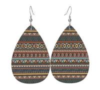 WHJSSF Native American Prints Drip Leather Earrings - Stylish Faux Leather Drops for Women & Girls - Lightweight Dangling Charms for Party & Holiday Gifts