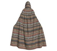 WHJSSF Native American Prints Hooded Cloak - Long Costume Throw, Soft Halloween Layer & Drawstring Tie