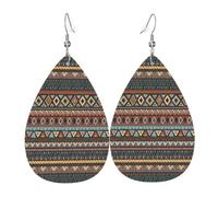 WHJSSF Native American Prints Teardrop Leather Earrings - Lightweight Dangle Earrings for Women, Vivid Color Faux Leather Drops with Silver Plated Hooks, Stylish Accessories for Parties & Gifts