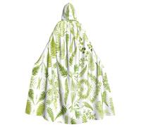 WHJSSF Natural Plant Silhouette Fern Leaf Printing Halloween Adult Hooded Cape Cloak - Super Large Hooded Cloak No Zipper