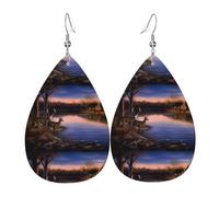 WHJSSF Nature wild Animal Deers Prints Dangle Water Drop Earrings - Chic Faux Leather Drops for Festive & Everyday Style