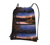 WHJSSF Nature wild Animal Deers Prints Drawstring Zipper Backpack - Lightweight Foldable Gym Bag, Travel Duffel with Front Pocket & Interior Organizer