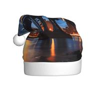 WHJSSF New York Manhattan Bridge Night Picture Christmas Hat for Adult Making It a Fun and Durable Gift for Men and Women