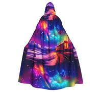 WHJSSF Night Sky on the Railroad Prints Halloween Adult Hooded Cloak is a super large, comfortable, and durable cloak
