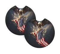 WHJSSF North American Bald Eagle Prints Car Cup Coasters 2-Pack - Durable Neoprene Throw for a Spotless Ride - Protects Against Spills & Fits Most Vehicles