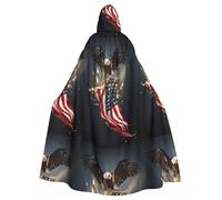 WHJSSF North American Bald Eagle Prints Hooded Cloak - Long Layer for Halloween & Cosplay Fun