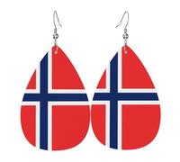 WHJSSF Norwegian flag Prints Dangle Water Drop Earrings - Chic Faux Leather Drops for Festive & Everyday Style