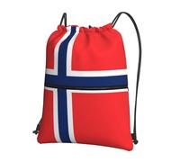 WHJSSF Norwegian flag Prints Drawstring Zipper Backpack - Lightweight Water-Resistant Sport Gym Travel Bag with Front Pocket & Internal Organizer