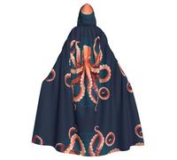 WHJSSF Octopus Intertwined Picture Halloween Adult Hooded Cloak is a super large, comfortable, and durable cloak