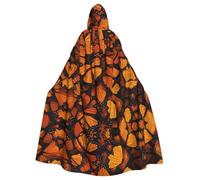 WHJSSF Orange Monarch Butterfly Prints Halloween Adult Hooded Cloak is a super large, comfortable, and durable cloak