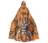 WHJSSF Orange Tiger Leopard Prints Halloween Adult Hooded Cloak is a super large, comfortable, and durable cloak