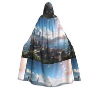 WHJSSF Overlooking Hong Kong Printing Halloween Adult Hooded Cloak for various party and carnival settings