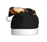 WHJSSF Owl under the starry sky Printing Men's and women's plush Christmas hats, adult New Year's holiday party caps