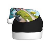 WHJSSF Pagoda on the top of a mountain Printing Men's and women's plush Christmas hats, adult New Year's holiday party caps