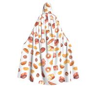 WHJSSF Painted Bread Prints Hooded Cloak - Long Costume Throw, Soft Halloween Layer & Drawstring Tie
