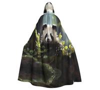 WHJSSF Panda Cubs In The Forest Prints Halloween Adult Hooded Cape Cloak For Role-Playing, Stage Costumes, Parties Easy Care