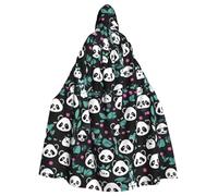 WHJSSF Panda cute face Prints Halloween Adult Hooded Cape Cloak with Bow Tie for Costume Parties, Cosplay