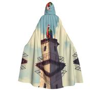 WHJSSF Parrot On The Bell Tower Picture Halloween Adult Hooded Cloak is a super large, comfortable, and durable cloak