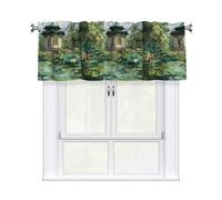 WHJSSF Pavilion at the pond Prints curtain with short pole, 54x18in for most standard or decorative curtain rods, for kitchens, bathrooms, laundry rooms