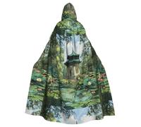 WHJSSF Pavilion At The Pond Prints Halloween Adult Hooded Cape Cloak - Super Large Hooded Cloak No Zipper