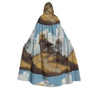 WHJSSF Pavilion On The Hill Prints Halloween Adult Hooded Cape Cloak - Super Large Hooded Cloak No Zipper