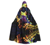 WHJSSF peace tree frog Printed Adult Halloween hooded jacket cloak long party cloak suitable for men and women