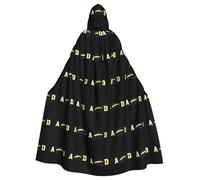 WHJSSF Peaked cap letters Printing Halloween Adult Hooded Cloak for various party and carnival settings