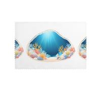 WHJSSF Pearls On The Reef Prints Placemats Set of 6 12x18in - Heavy-Duty Polyester Table Covers Built for Durability & Heat Resistance