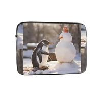 WHJSSF Penguin Building a Snowman Prints Portable Laptop Sleeve 15 inch for Business Travel, School, Office, Daily Use