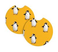 Whjssf Penguin Dabbing Printed Car Coasters (2 Pack) - Durable Rubber Cup Holder Protectors, Waterproof & Odorless Interior Accessories