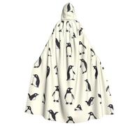 WHJSSF Penguin'S Various Standing Postures Prints Halloween Adult Hooded Cape Cloak - Super Large Hooded Cloak No Zipper