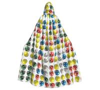 WHJSSF Pickleball Balls Colors Pattern Prints Halloween Adult Hooded Cape Cloak - Super Large Hooded Cloak No Zipper