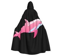 WHJSSF Pink dolphin Printing Halloween Adult Hooded Cape Cloak - Super Large Hooded Cloak No Zipper