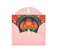 WHJSSF Pink Greeting Card Abstract Mushroom Colorful Mandala Printed Perfect for Valentine's Day, Wedding Anniversary & Party Invitations