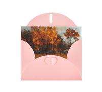 WHJSSF Pink Greeting Card Autumn Wind and Falling Leaves Prints 4x6in for Christmas, children's birthdays, Valentine's Day, wedding anniversaries, and party invitations