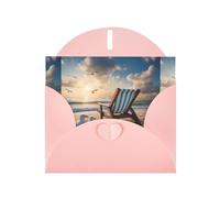 WHJSSF Pink Greeting Card beautiful blue sky and sea Printed Perfect for Valentine's Day, Wedding Anniversary & Party Invitations
