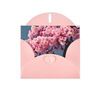 WHJSSF Pink Greeting Card Beautiful Cherry Blossoms Prints 4x6in for Christmas, children's birthdays, Valentine's Day, wedding anniversaries, and party invitations