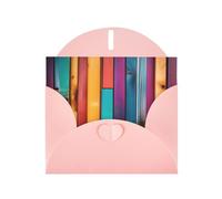 WHJSSF Pink Greeting Card Colorful Wooden Boards Prints 4x6in for Christmas, children's birthdays, Valentine's Day, wedding anniversaries, and party invitations