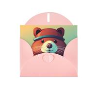 WHJSSF Pink Greeting Card Cute Beaver Prints 4x6in for Christmas, children's birthdays, Valentine's Day, wedding anniversaries, and party invitations