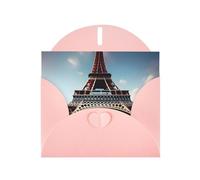 WHJSSF Pink Greeting Card Eiffel Tower Love Paris Prints 4x6in for Christmas, children's birthdays, Valentine's Day, wedding anniversaries, and party invitations