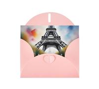 WHJSSF Pink Greeting Card Eiffel Tower Paris Painting Prints 4x6in for Christmas, children's birthdays, Valentine's Day, wedding anniversaries, and party invitations