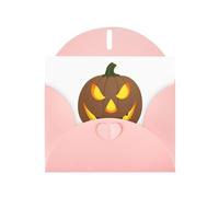 WHJSSF Pink Greeting Card Evil smiling pumpkin Printed Perfect for Valentine's Day, Wedding Anniversary & Party Invitations