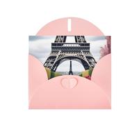 WHJSSF Pink Greeting Card Flower Paris Eiffel Tower Prints 4x6in for Christmas, children's birthdays, Valentine's Day, wedding anniversaries, and party invitations